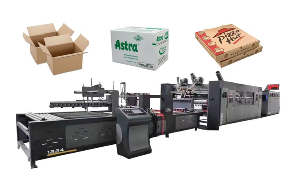 En línea de cartón corrugado 4 Color Flexo Printer Slotter Die Cutter carpeta de paquete de la máquina